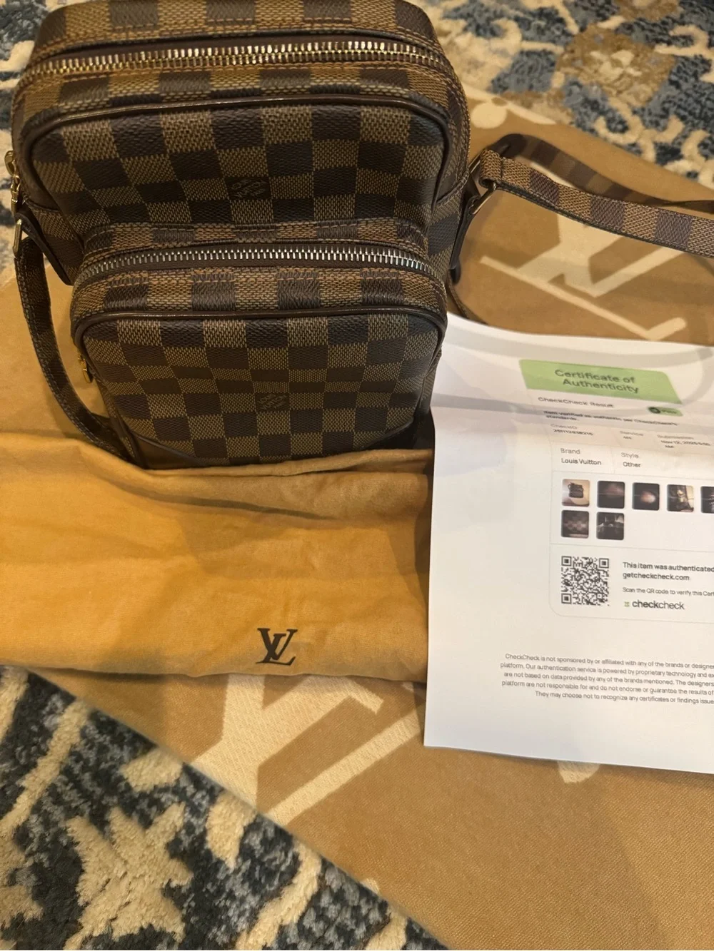 🤎 Authentic Louis Vuitton Damier Ebene Amazone PM Crossbody Bag-